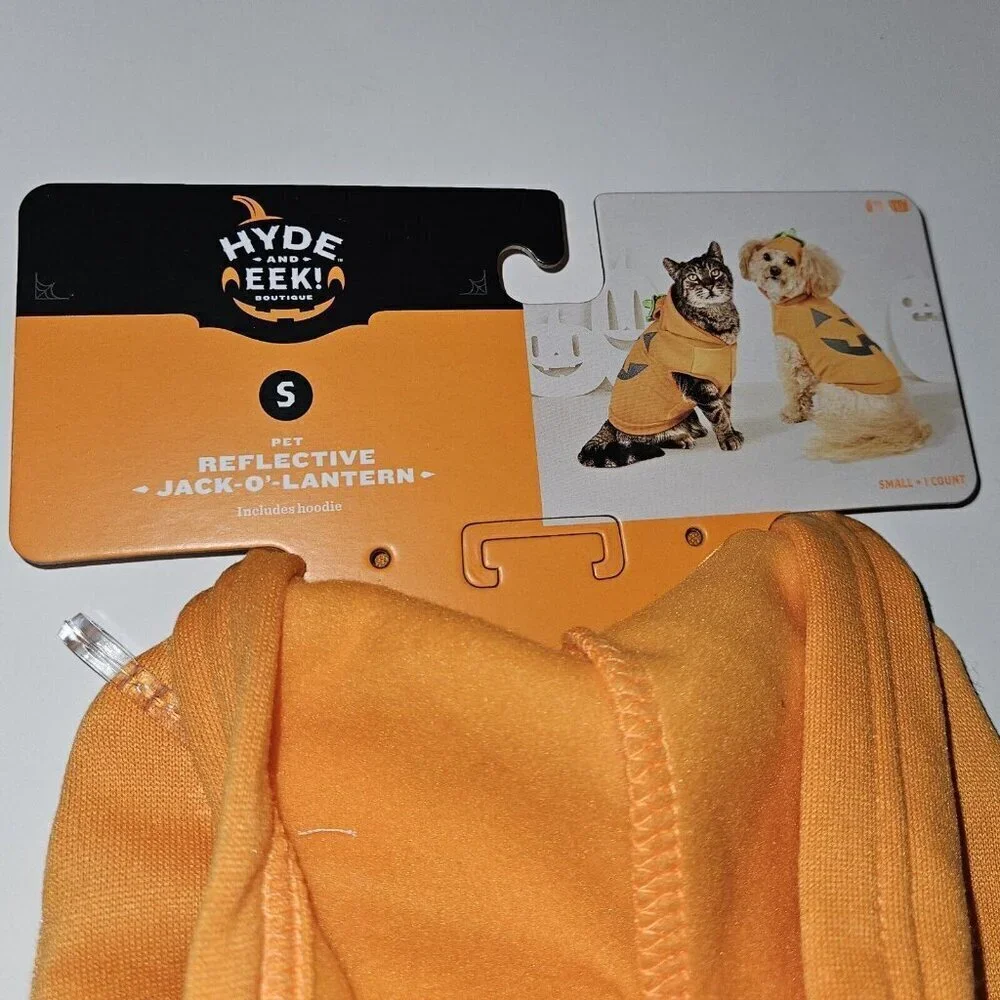 NEW Reflective Jack-O Lantern Cat Dog Pet Halloween Costume Small (Up to 20 lbs)